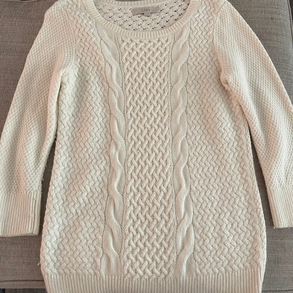 3/4 sleeve LOFT ivory sweater Sz M